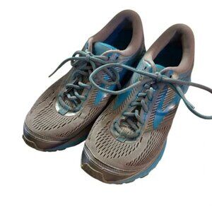 Brooks Womens Ghost 9 Running Shoes Gray & Blue Lace-Up Athletic Sneakers 10.5